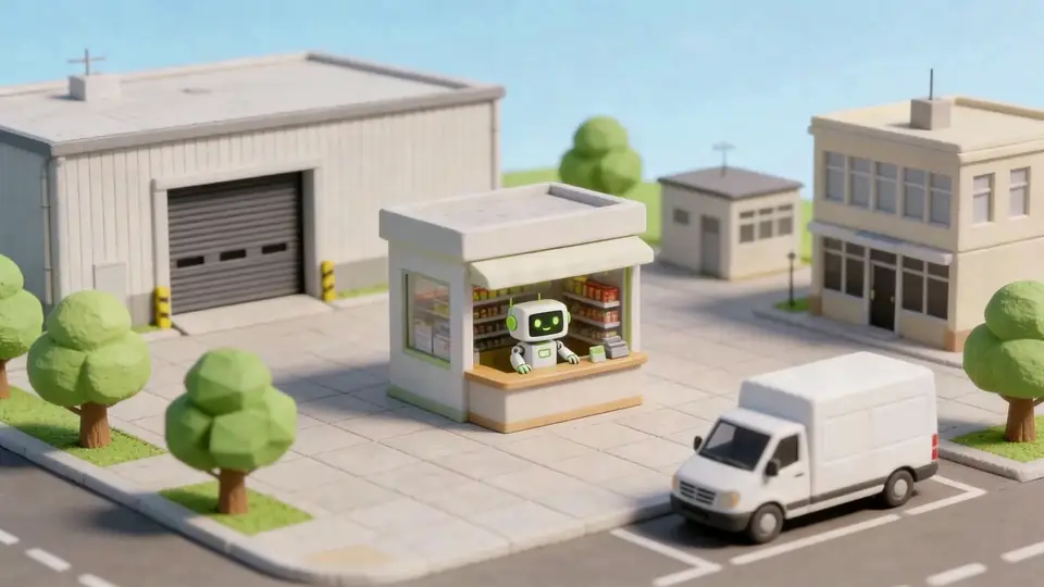 Nova drukt op een knop, de winkel wordt gekoppeld aan magazijn en kantoor, en een pakket gaat automatisch op weg.